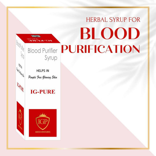 IGP MEDI VENTURES  IG-PURE SYRUP | Ayurvedic Blood Purifier| Pimple reduction & Glowing Skin | 200 ML