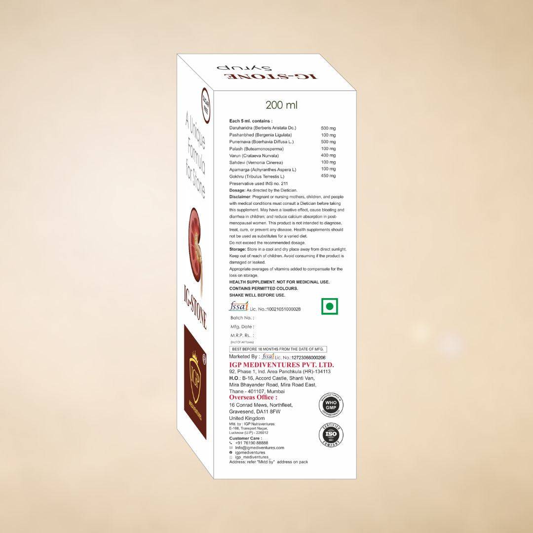 IGP MEDI VENTURES  IG-Stone Syrup | Herbal stone dissolver, 200ml