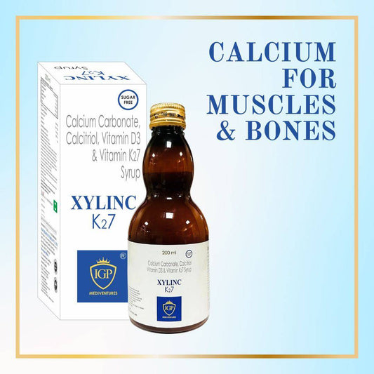 IGP MEDI VENTURES  XYLINC-K 27 syrup | Calcium  for strong and healthy bones, 200ML